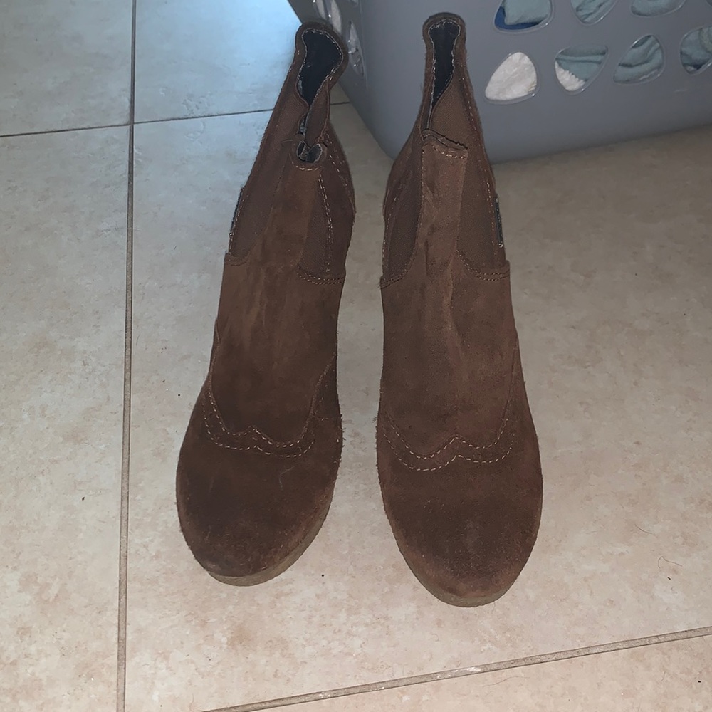 Diesel Suede Brown Wedge Booties